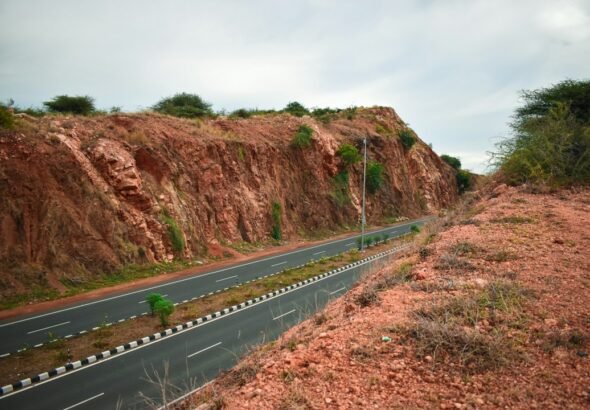 Rain-damaged road in Andhra Pradesh road restoration report